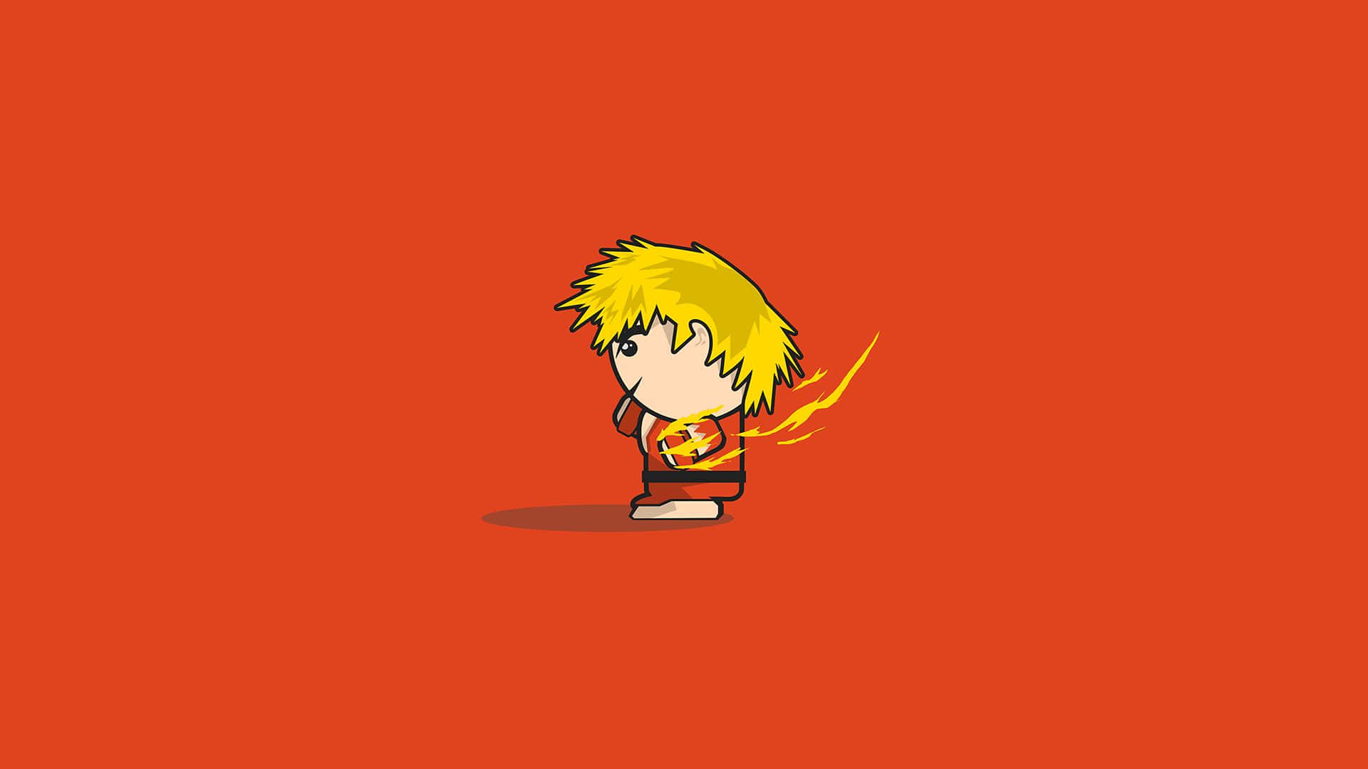 chibi style, Ken Street Fighter, spiky yellow hair, Full HD Desktop Wallpaper