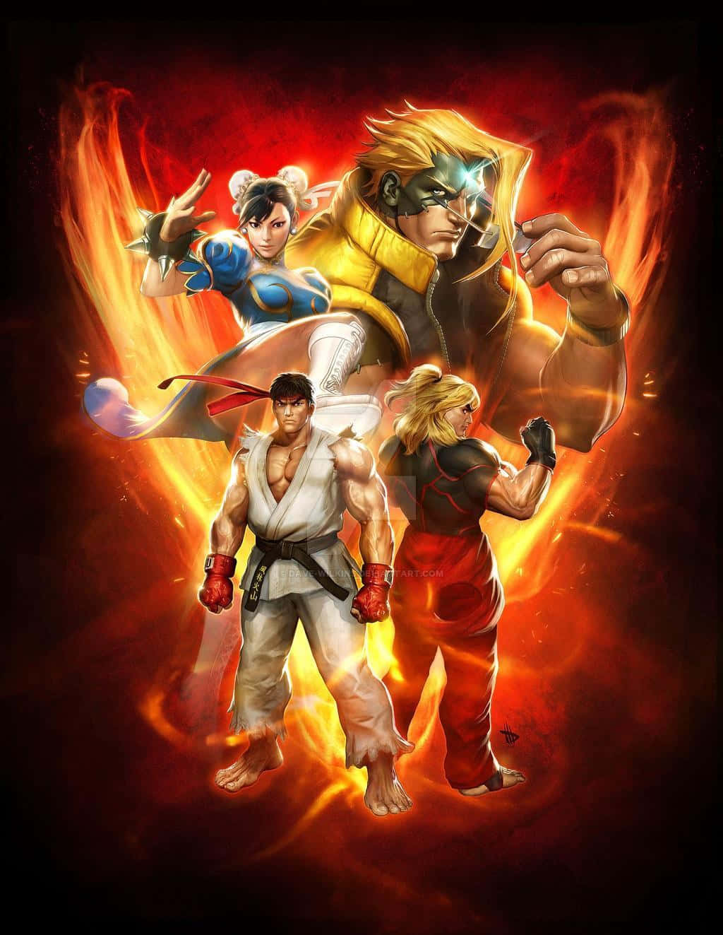 Street Fighter Ken, Street Fighter, firey background, HD Phone Wallpaper