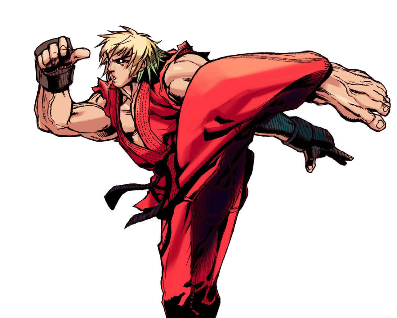 Street Fighter Ken, blonde anime fighter, red gi, HD Desktop Wallpaper