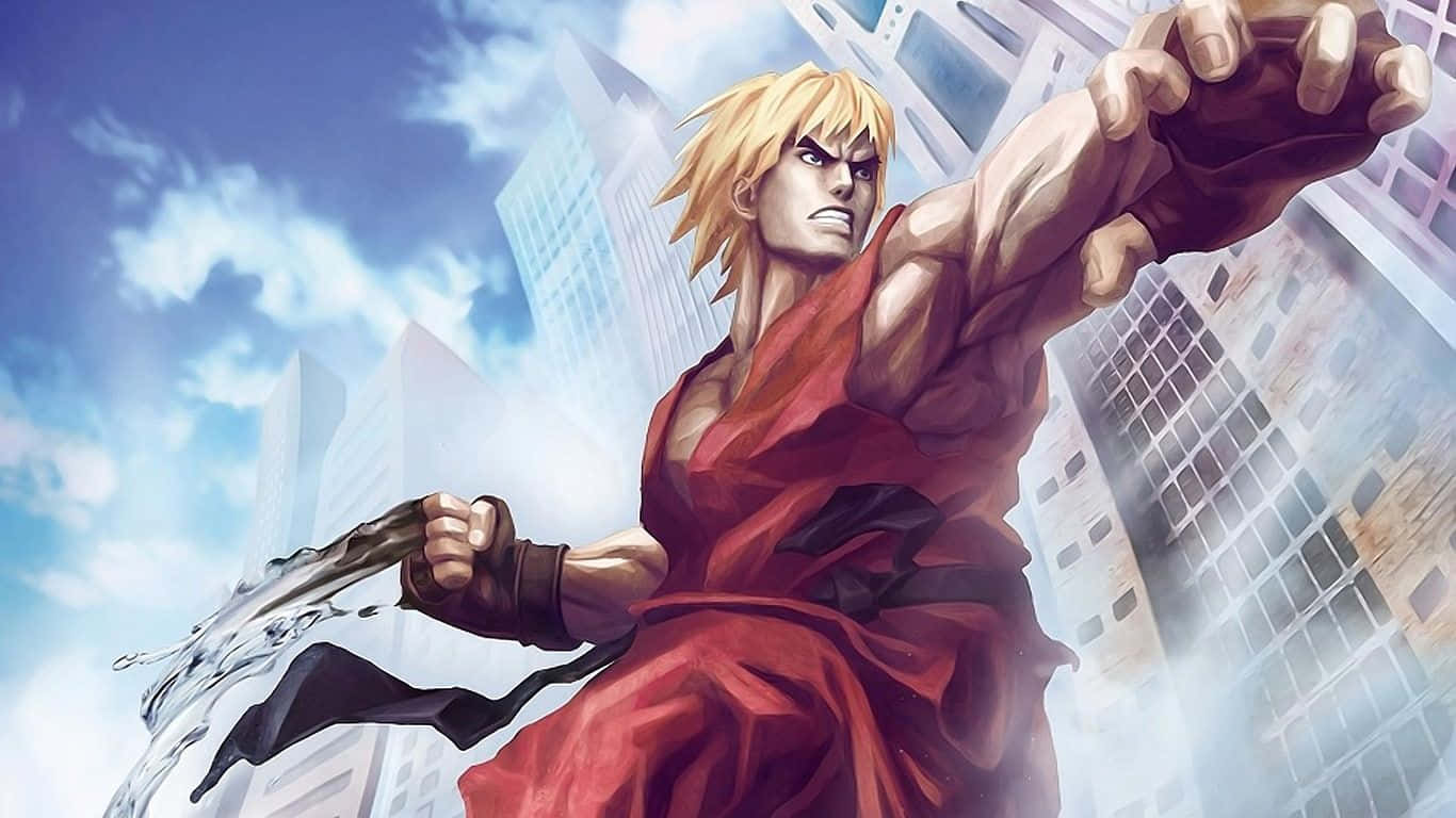 Street Fighter Ken, red gi, water whip, HD Desktop Wallpaper