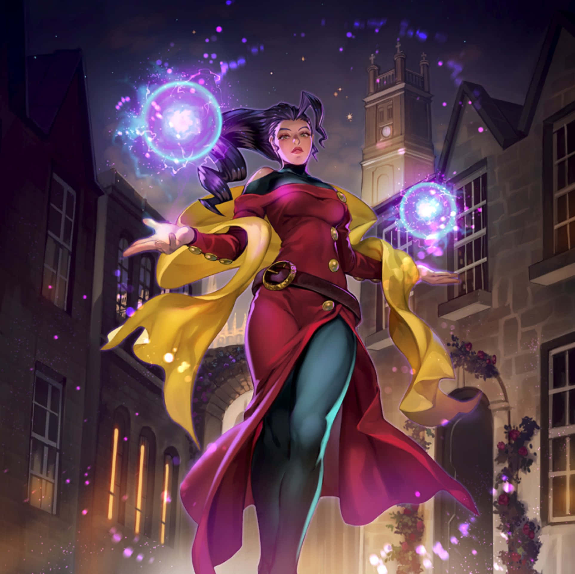 Street Fighter Rose, red coat, yellow cape, Full HD Desktop Wallpaper