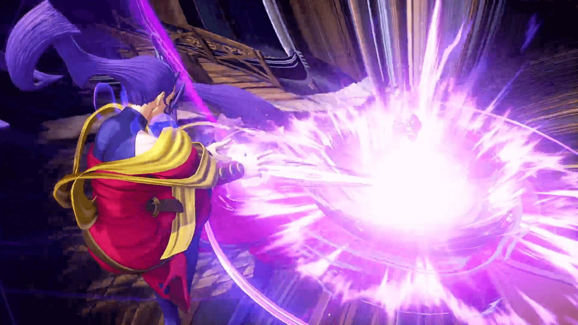 Street Fighter Rose, purple-haired warrior, red and gold robes, Full HD Desktop Wallpaper