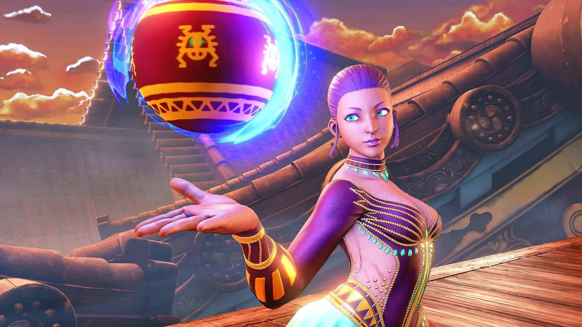 Street Fighter Rose, magic orb, purple-haired woman, Full HD Desktop Wallpaper