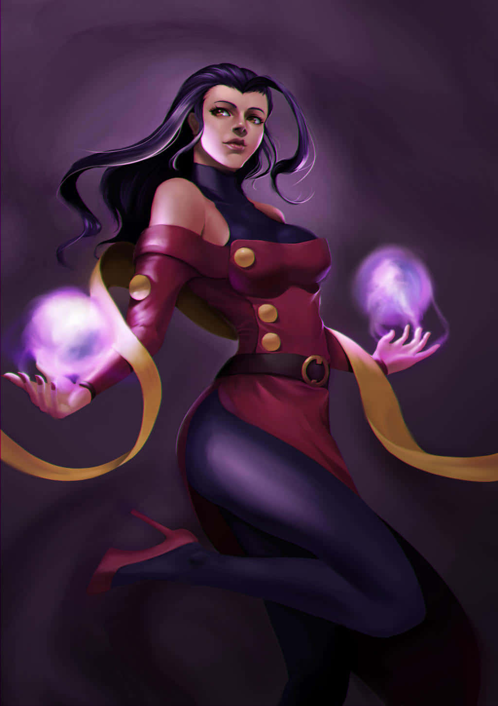 Street Fighter Rose, mystical power, red and purple outfit, HD Phone Wallpaper