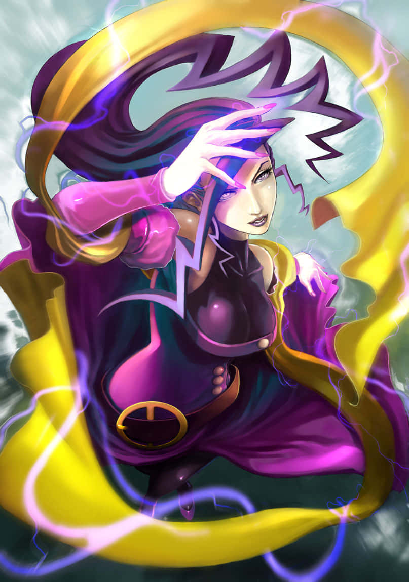 Street Fighter Rose, purple-haired anime woman, flowing purple robe, SD Phone Wallpaper
