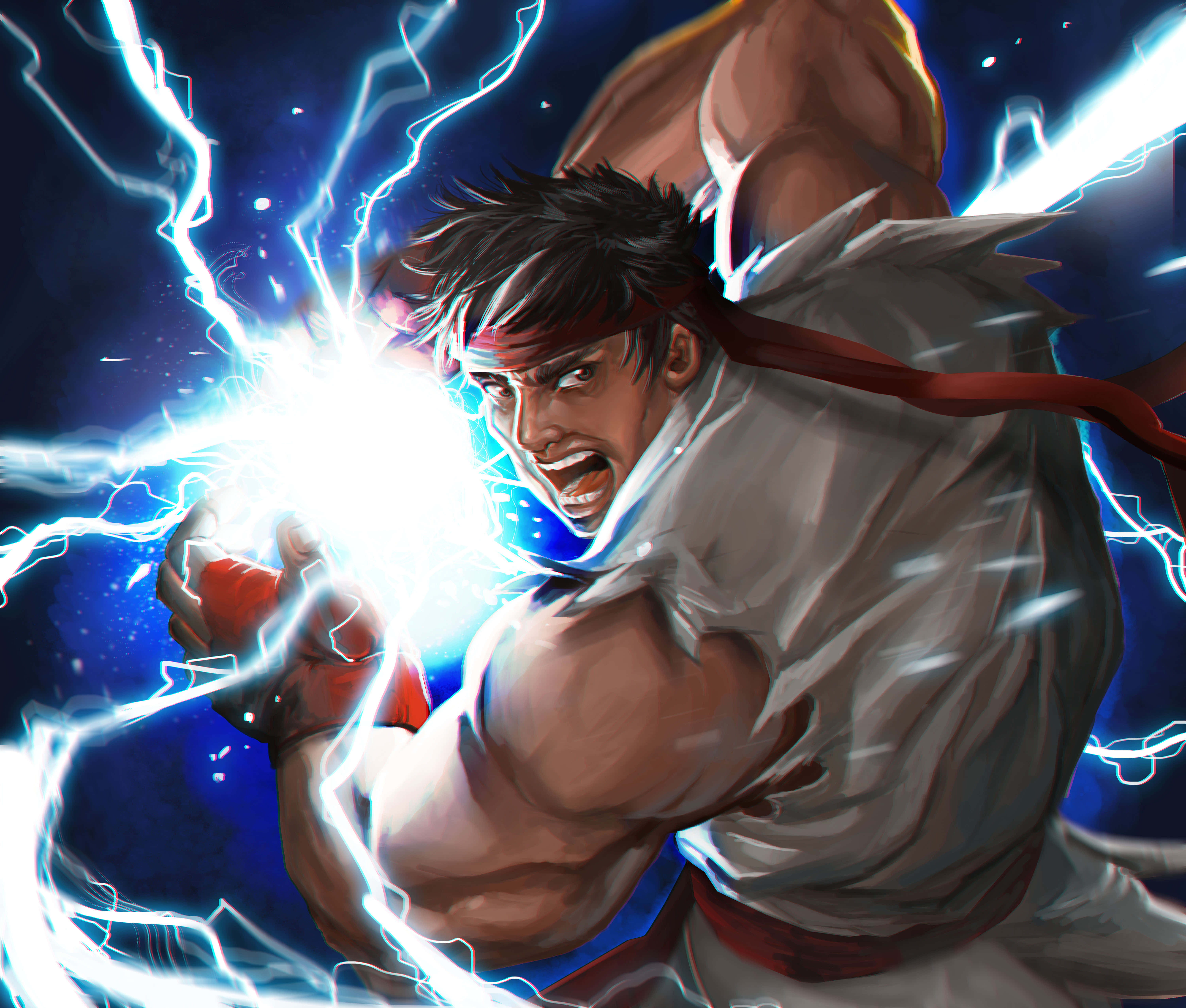 Street Fighter Ryu, white gi, red belt, 5K Desktop Wallpaper