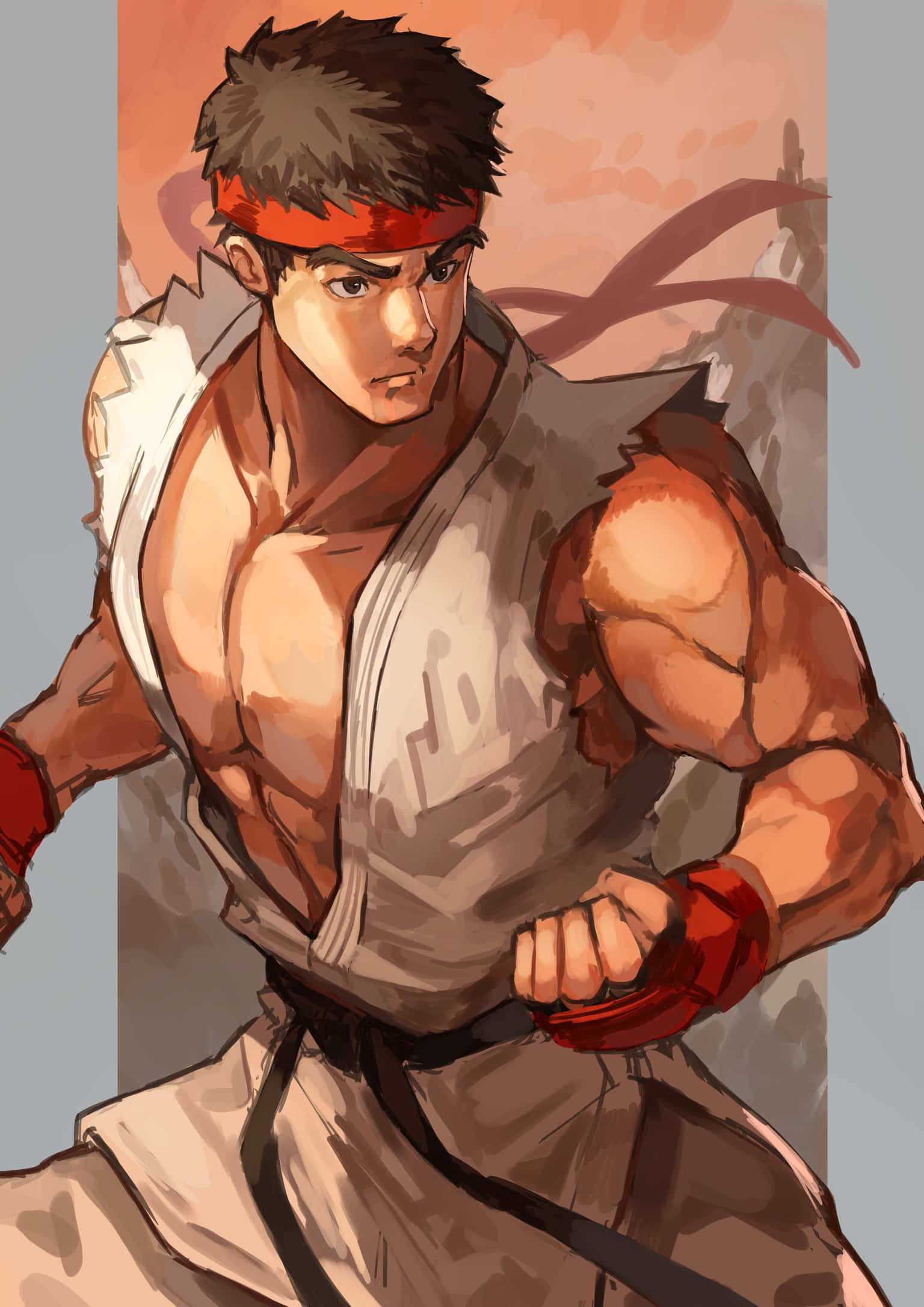 Street Fighter Ryu, white gi, red headband, Full HD Phone Wallpaper
