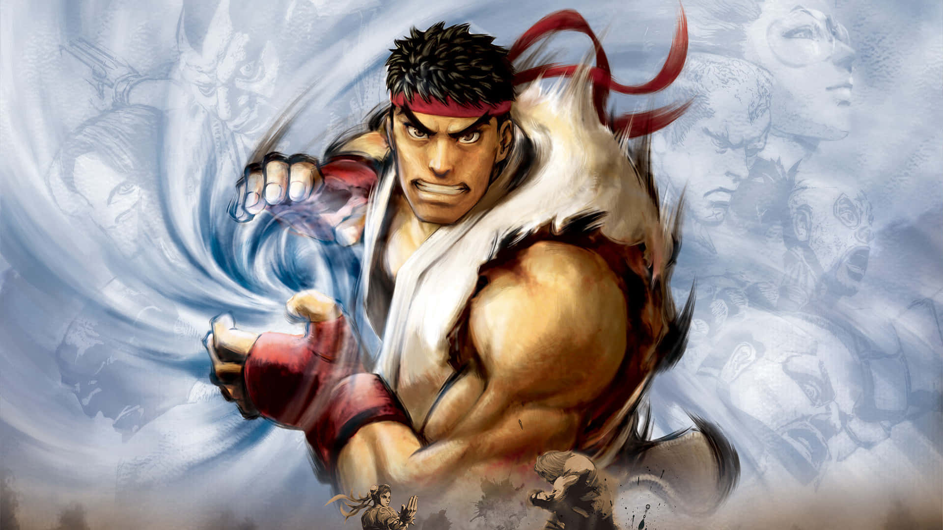 Street Fighter Ryu, red headband, white robe, Full HD Desktop Wallpaper