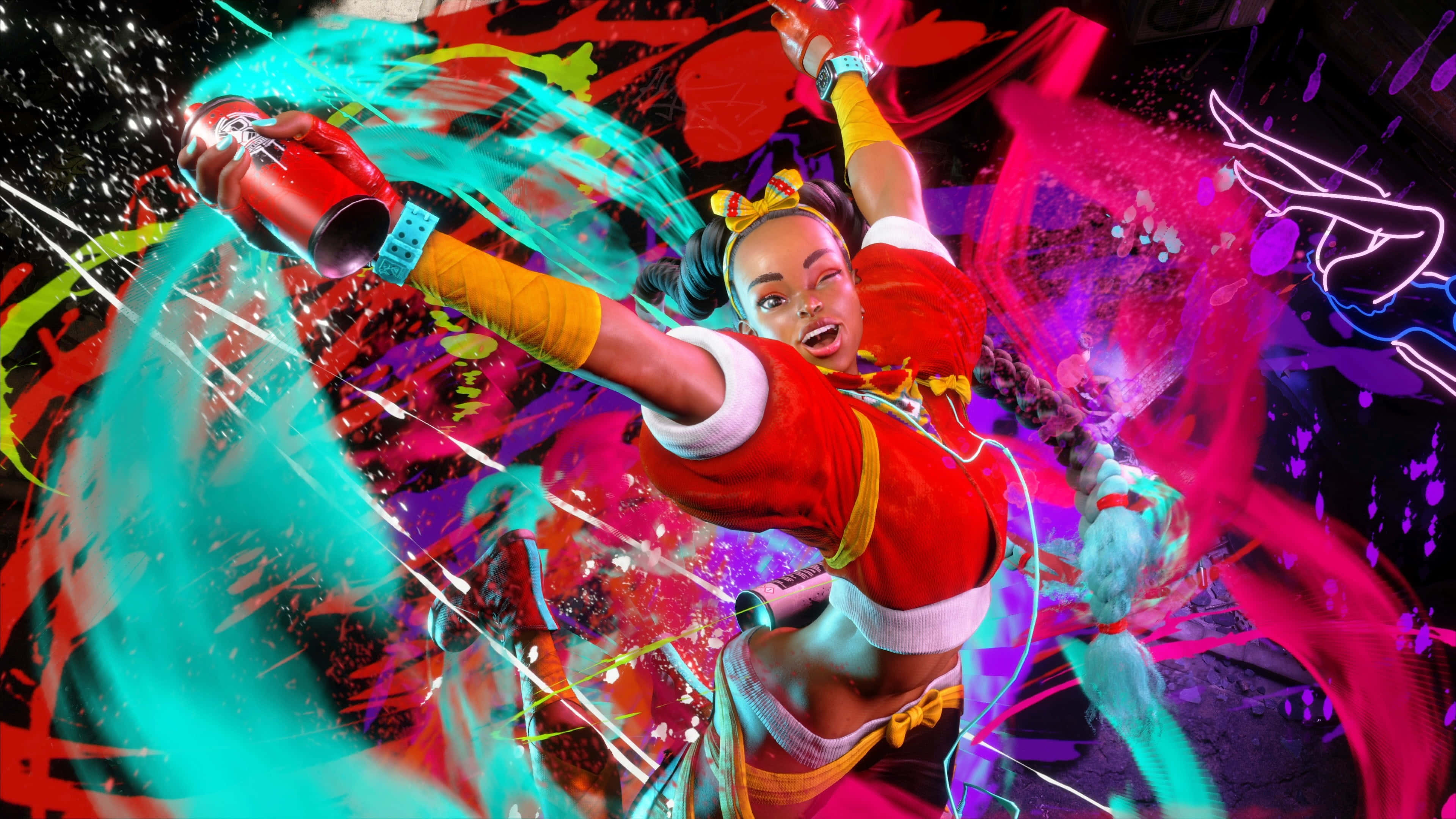 Street Fighter 6, anime-style fighter, red and yellow outfit, 4K Desktop Wallpaper