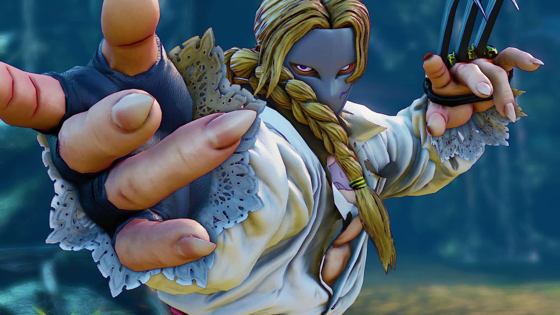 Street Fighter Vega, masked warrior, braided blonde hair, Full HD Desktop Wallpaper