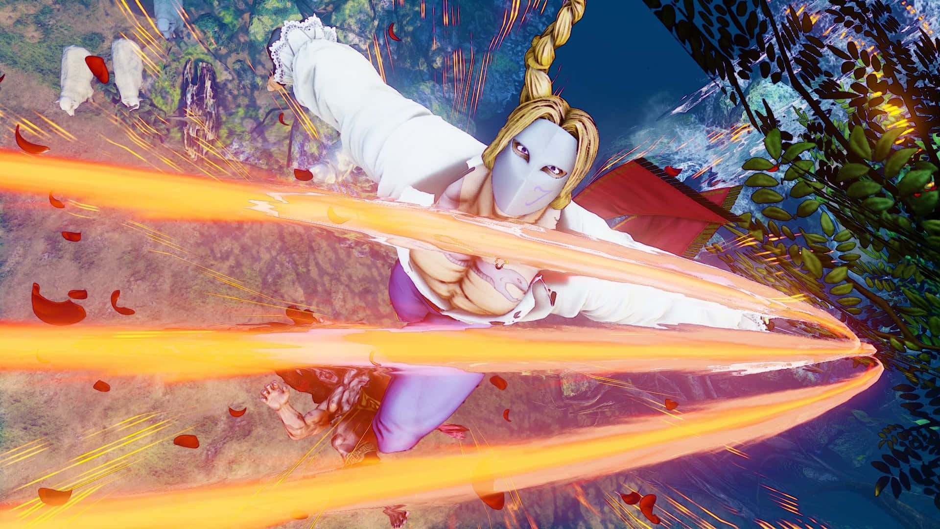 Street Fighter Vega, white and purple, fiery energy blades, Full HD Desktop Wallpaper