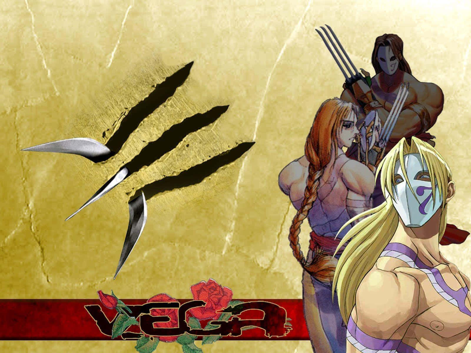 Street Fighter, Vega, cracked golden background, HD Desktop Wallpaper