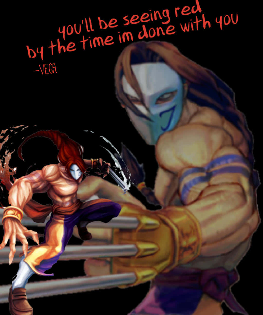 Street Fighter Vega, threatening pose, blue and gold, SD Phone Wallpaper