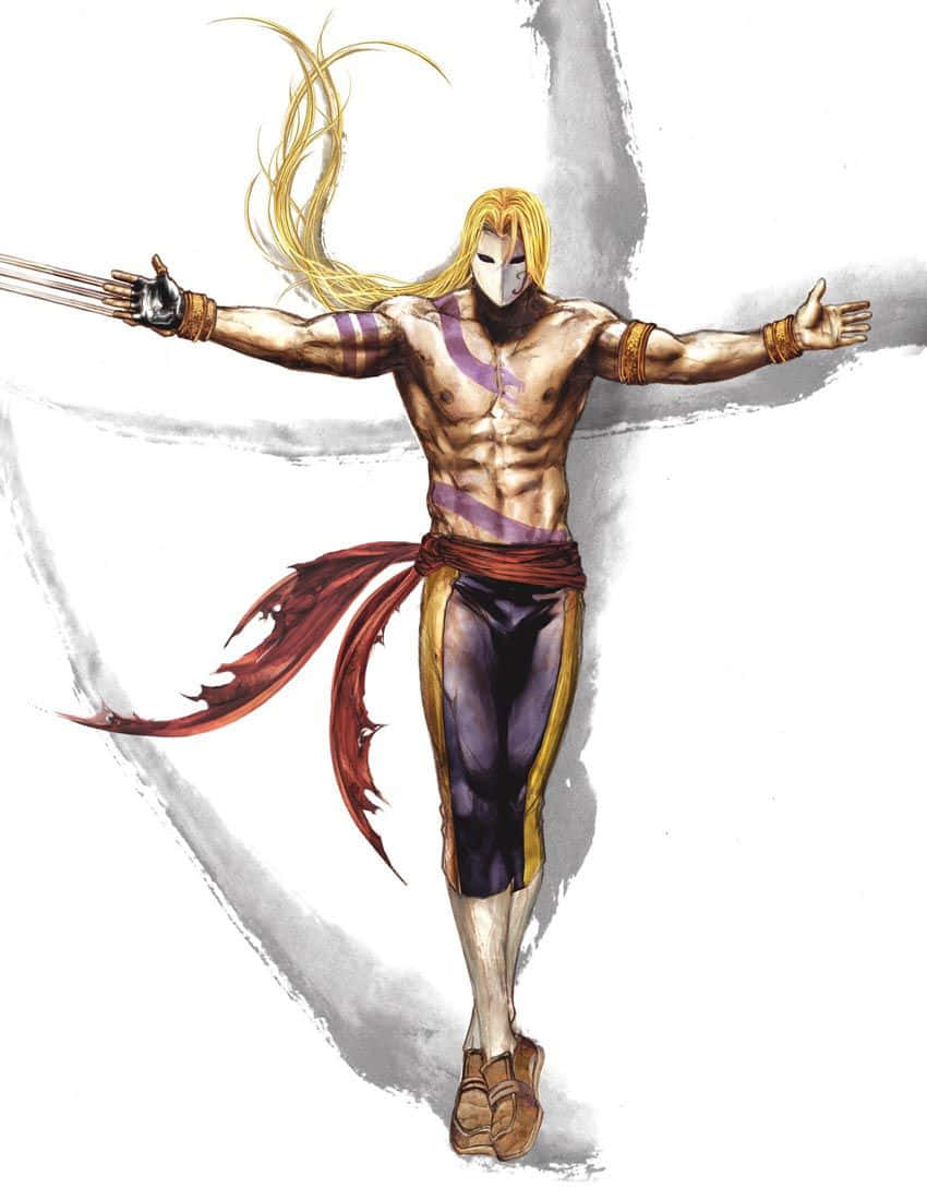 Street Fighter Vega, masked warrior, long blonde hair, SD Phone Wallpaper