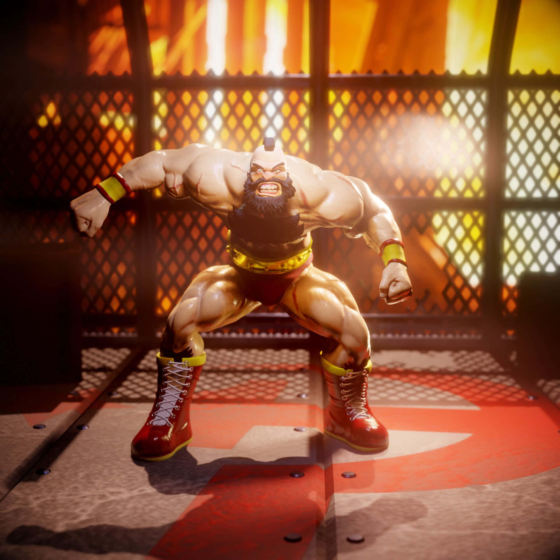 Zangief, red boots, red and gray platform, Full HD Desktop Wallpaper