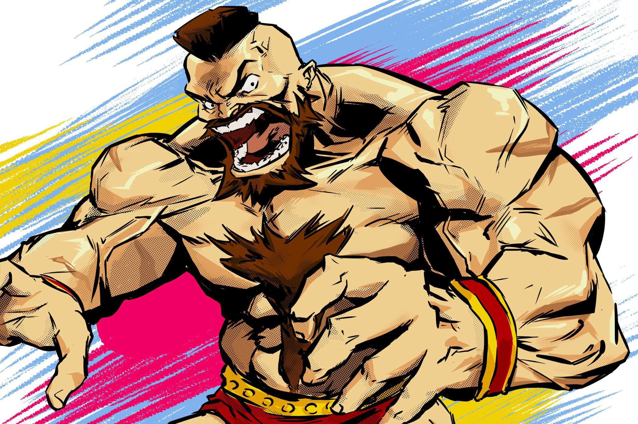 Street Fighter Zangief, power move, muscular cartoon barbarian, Full HD Desktop Wallpaper