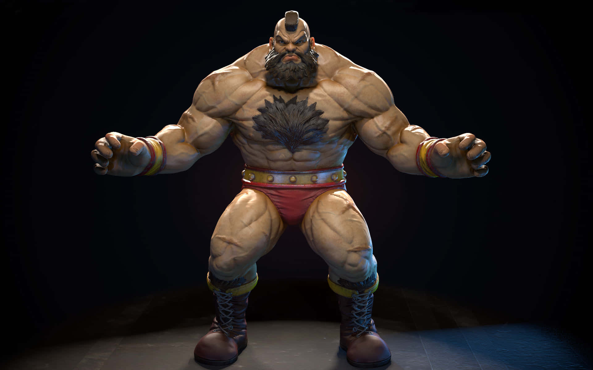 Street Fighter Zangief, power stance, red trunks, Full HD Desktop Wallpaper