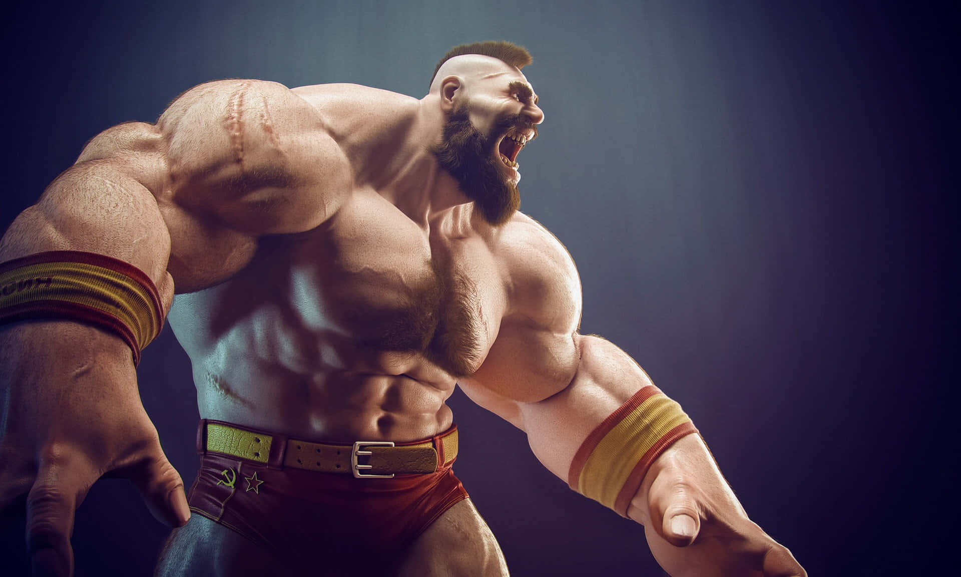 Street Fighter, Zangief, roaring victory pose, Full HD Desktop Wallpaper