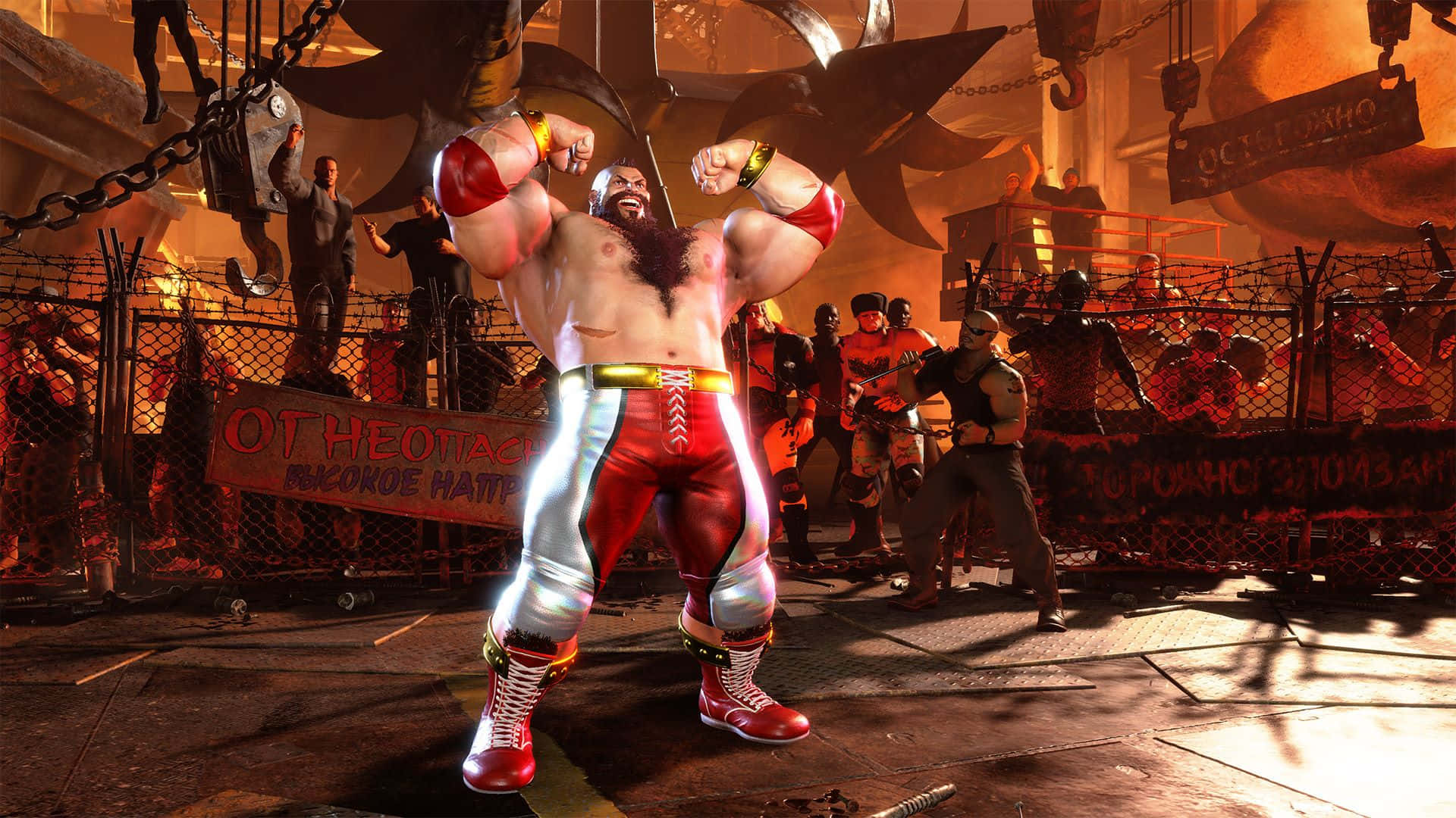 Street Fighter Zangief, victory pose, red and silver gear, Full HD Desktop Wallpaper