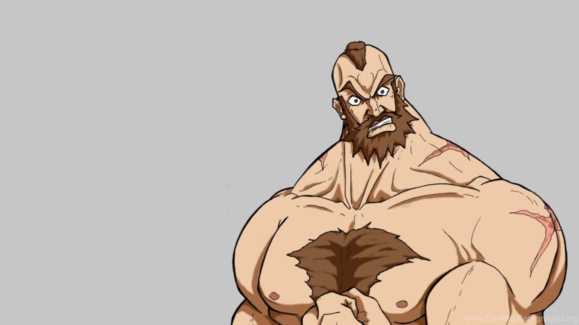 Street Fighter Zangief, power stance, cartoonish muscular barbarian, Full HD Desktop Wallpaper