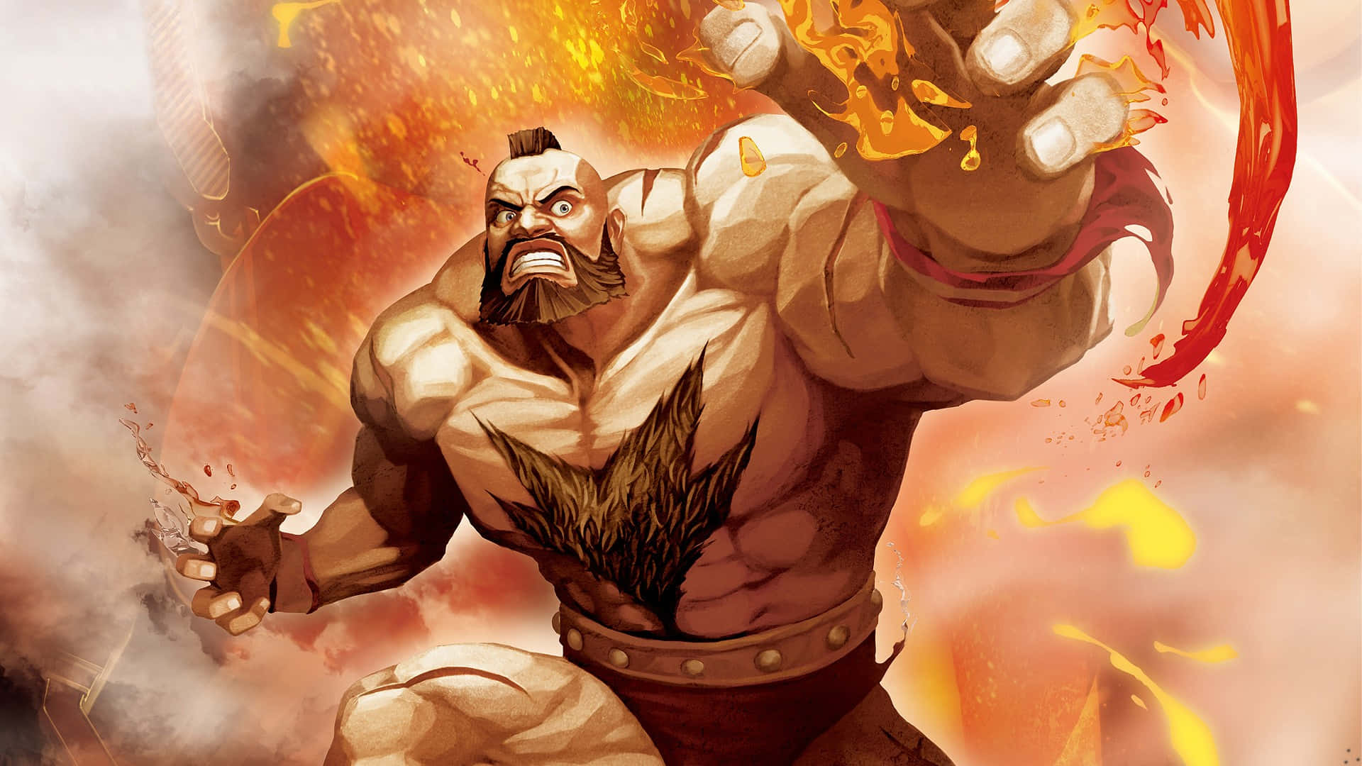 Street Fighter, Zangief, flaming fist, Full HD Desktop Wallpaper