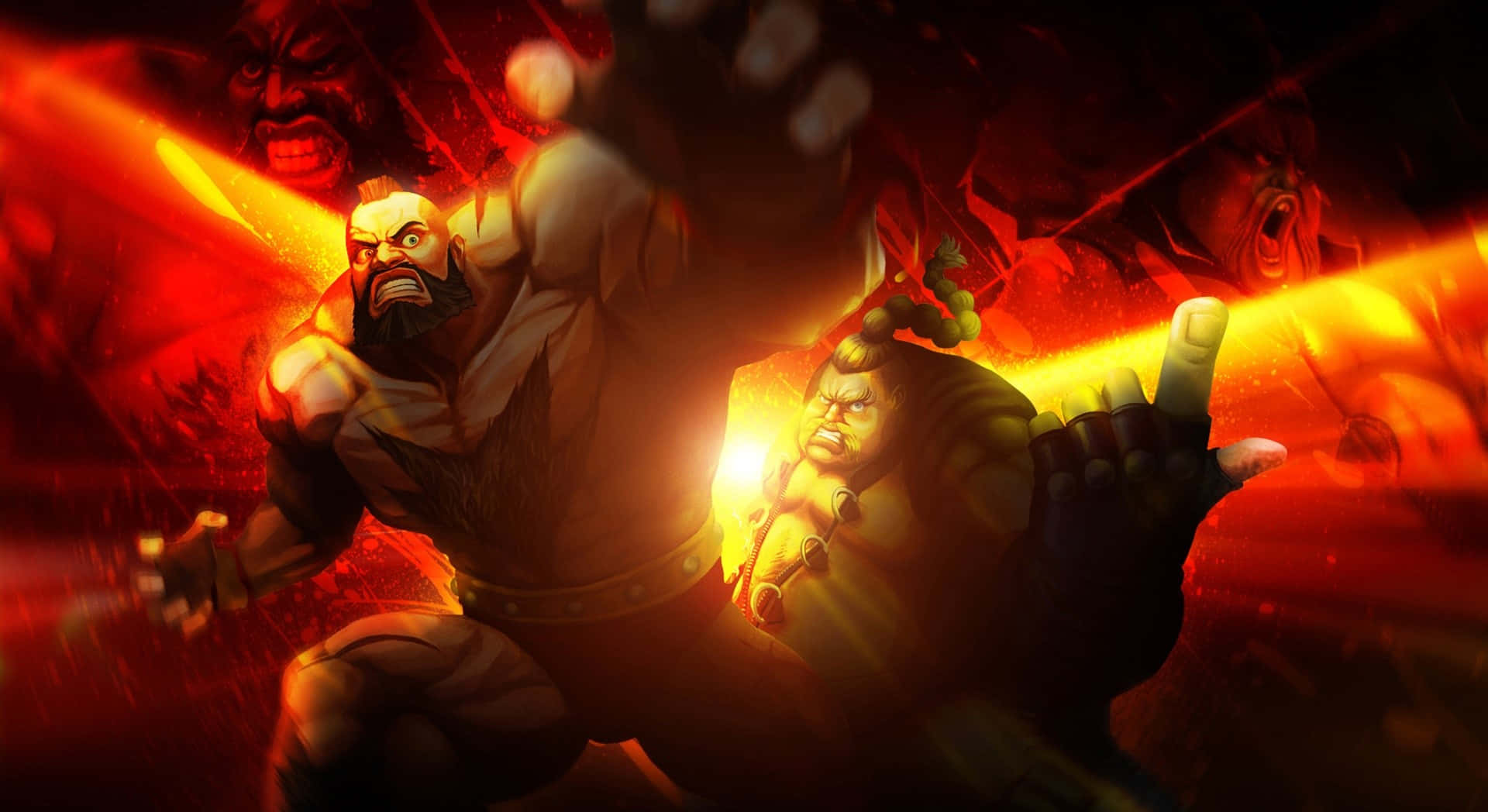 Street Fighter, Zangief, fiery red battlefield, Full HD Desktop Wallpaper