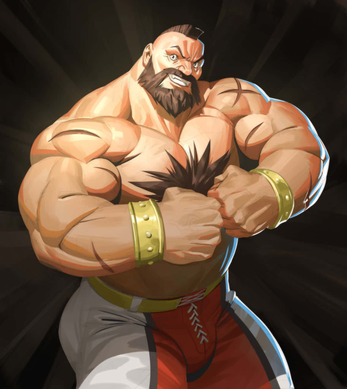 Street Fighter Zangief, muscular bald wrestler, beard, HD Phone Wallpaper