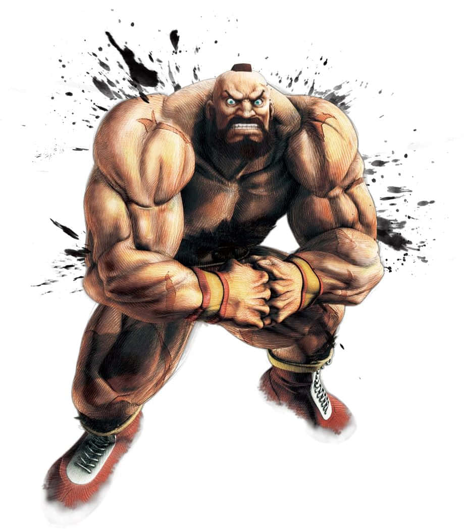 Street Fighter Zangief, crouching power, blue eyes, SD Phone Wallpaper