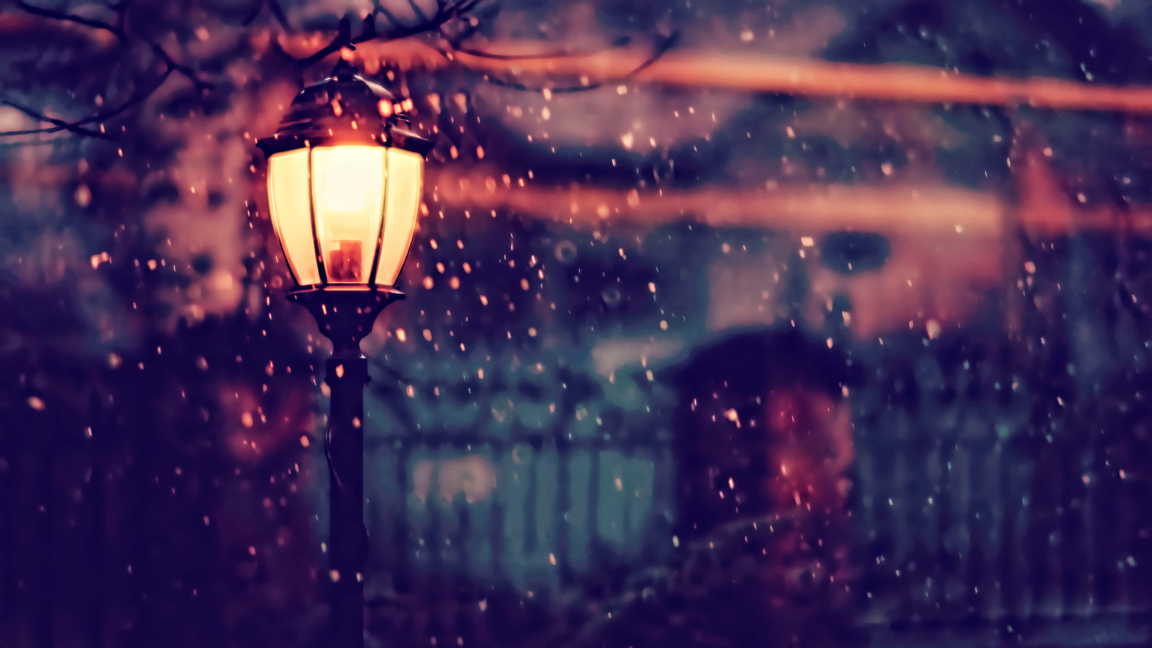 street light, vintage streetlamp, glowing, 4K Desktop Wallpaper