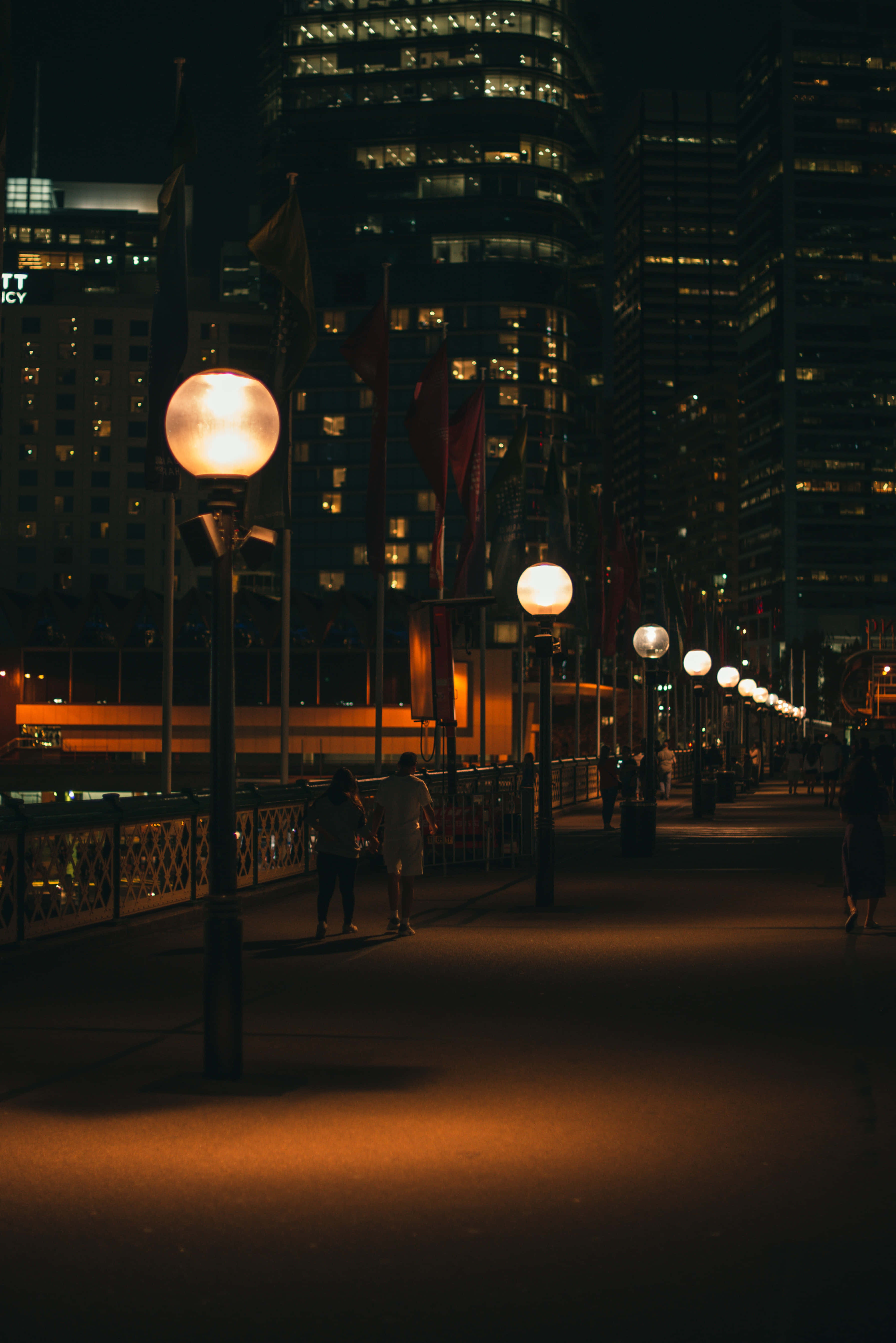 street light, city at night, urban promenade, 5K Phone Wallpaper
