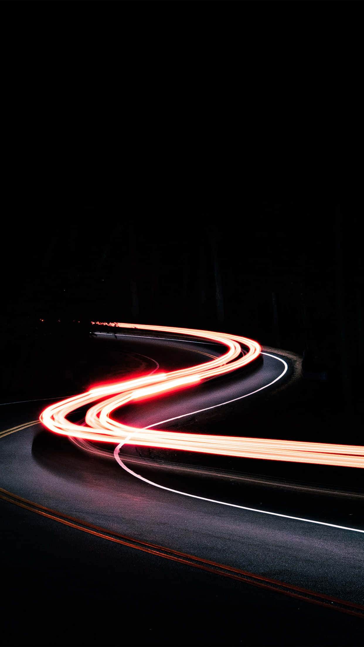 street light, winding road, night, Full HD Phone Wallpaper