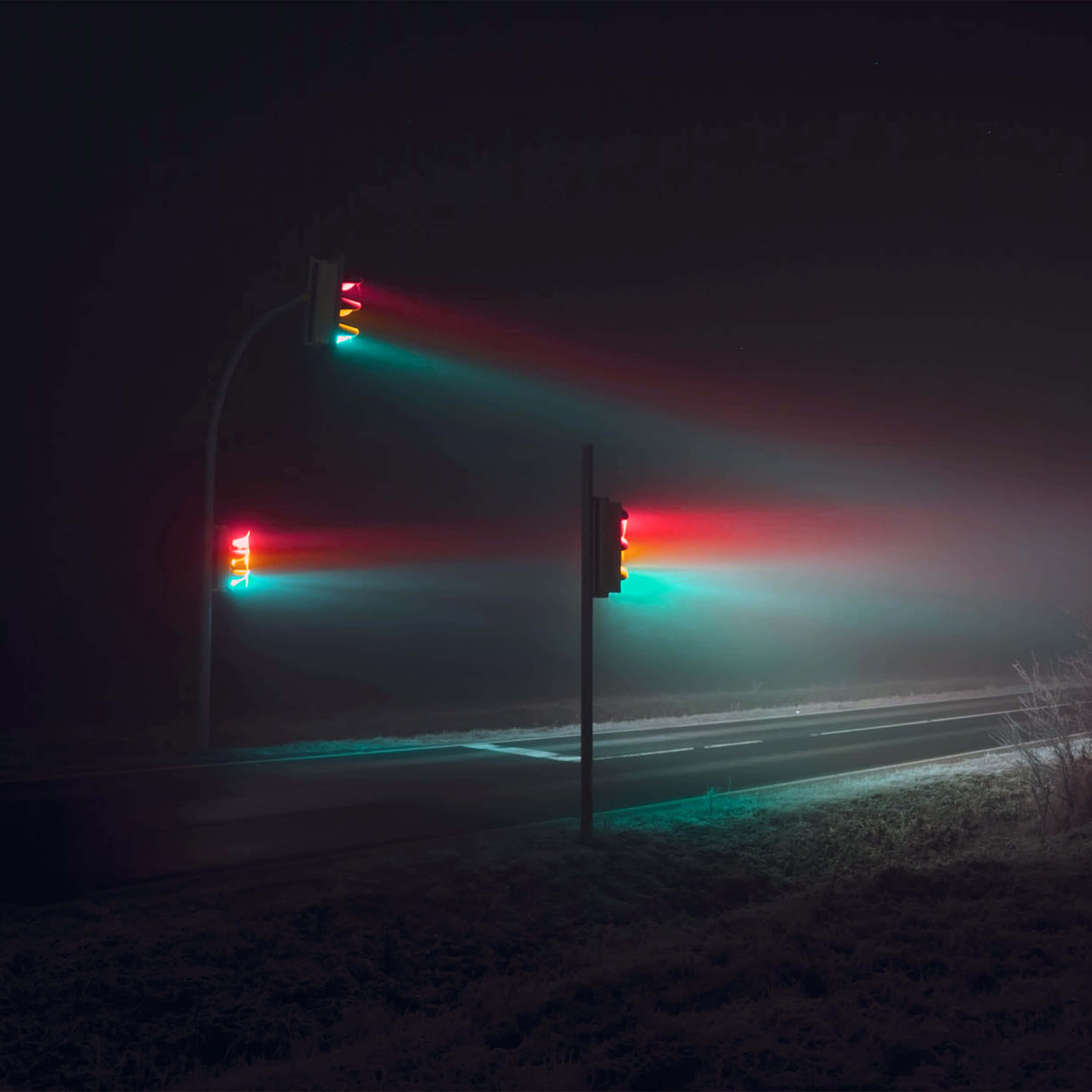 Street Light, Nighttime traffic lights, red, 2K Desktop Wallpaper