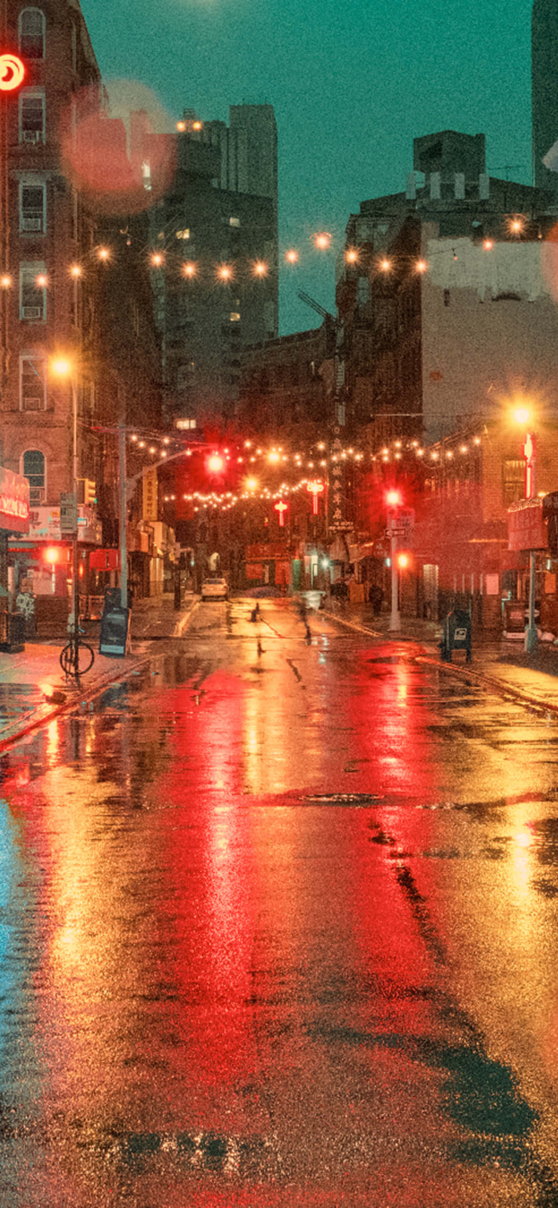 Street Light, rain-slicked city street, night, Full HD Phone Wallpaper