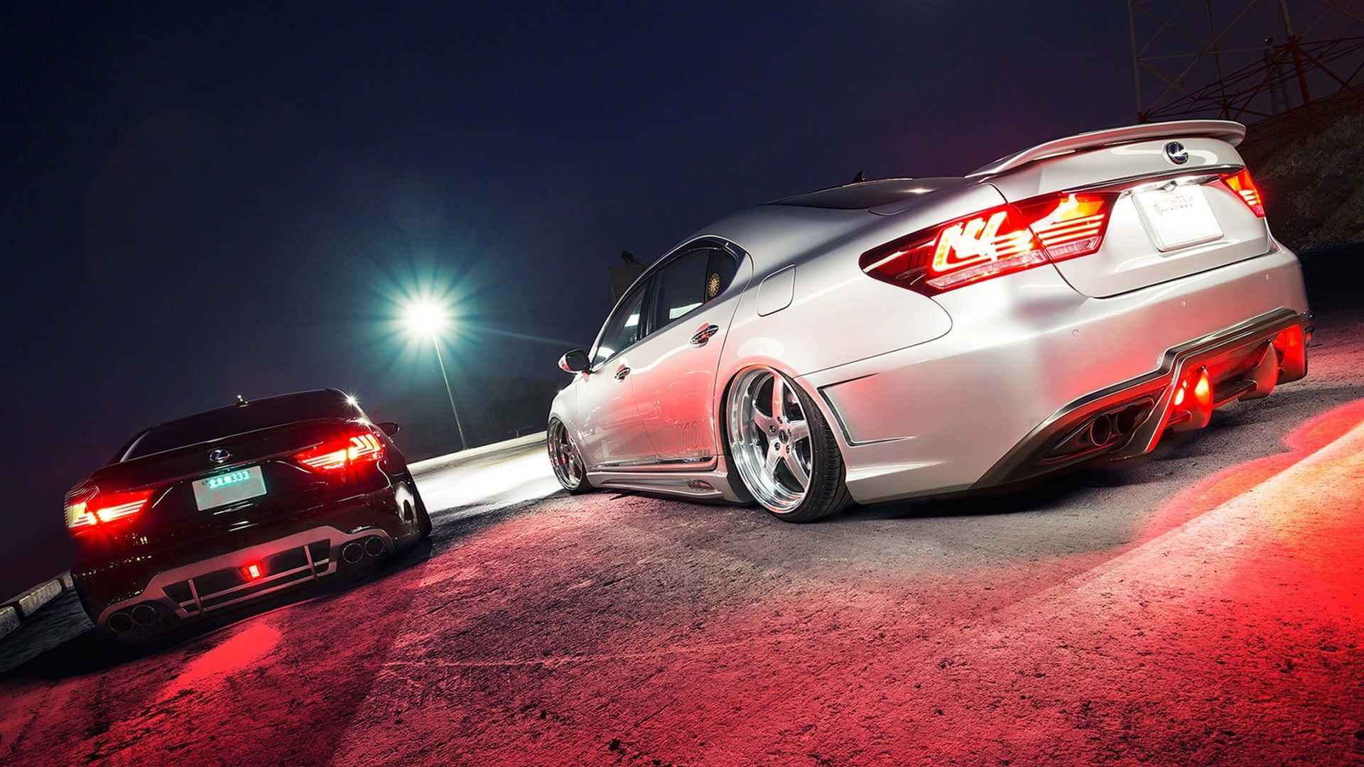 Black And Silver Car, streetlights, red taillights, Full HD Desktop Wallpaper