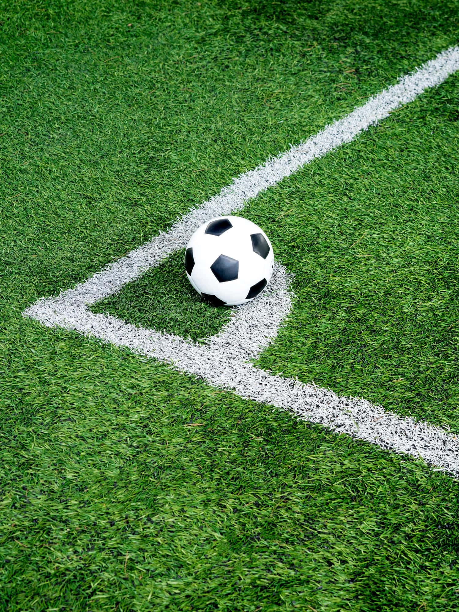 soccer ball, corner kick position, vibrant green artificial turf field, Full HD Phone Wallpaper