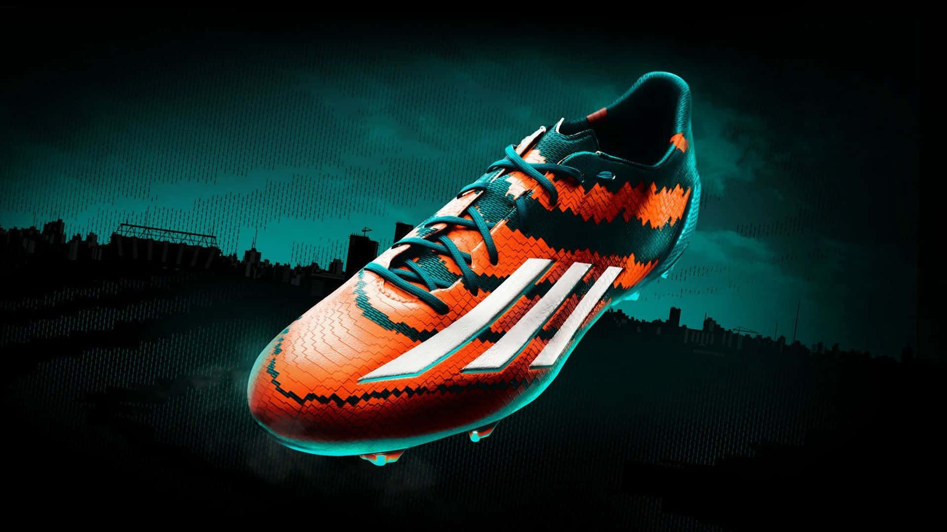 vibrant orange, teal, white stripes, Full HD Desktop Wallpaper