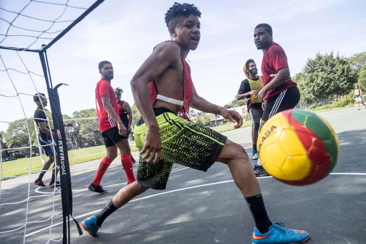 Street Soccer, vibrant gear, colorful soccer ball, SD Desktop Wallpaper
