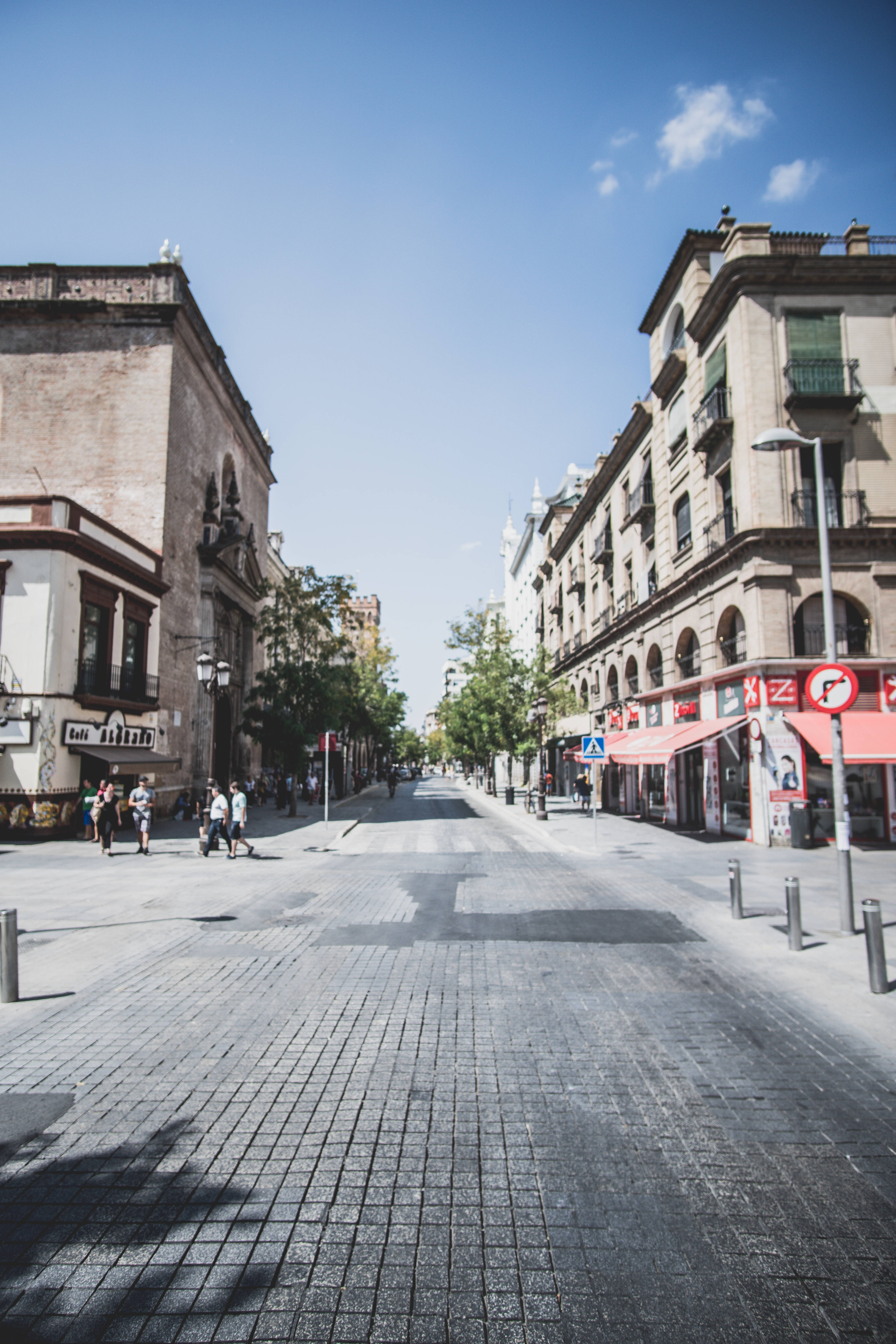 cobblestone street, European city, historic buildings, 5K Phone Wallpaper