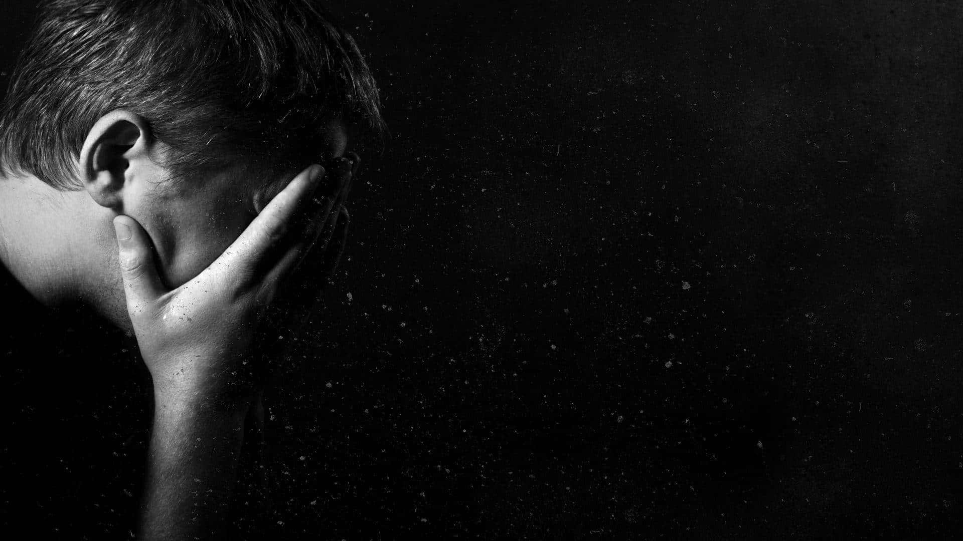 Stress Man, black and white, dark background, Full HD Desktop Wallpaper