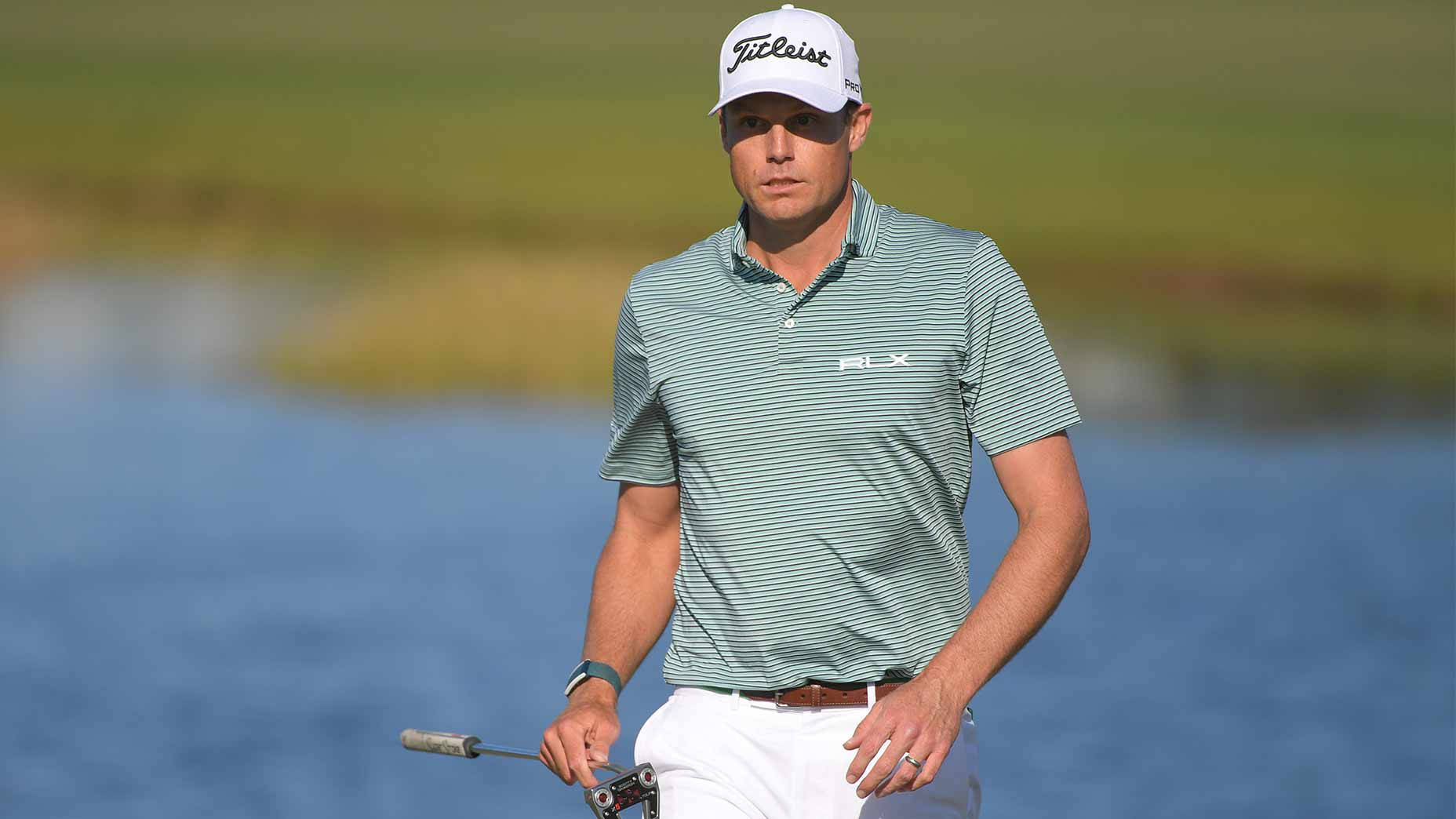 golfer, green striped shirt, white cap, HD Desktop Wallpaper