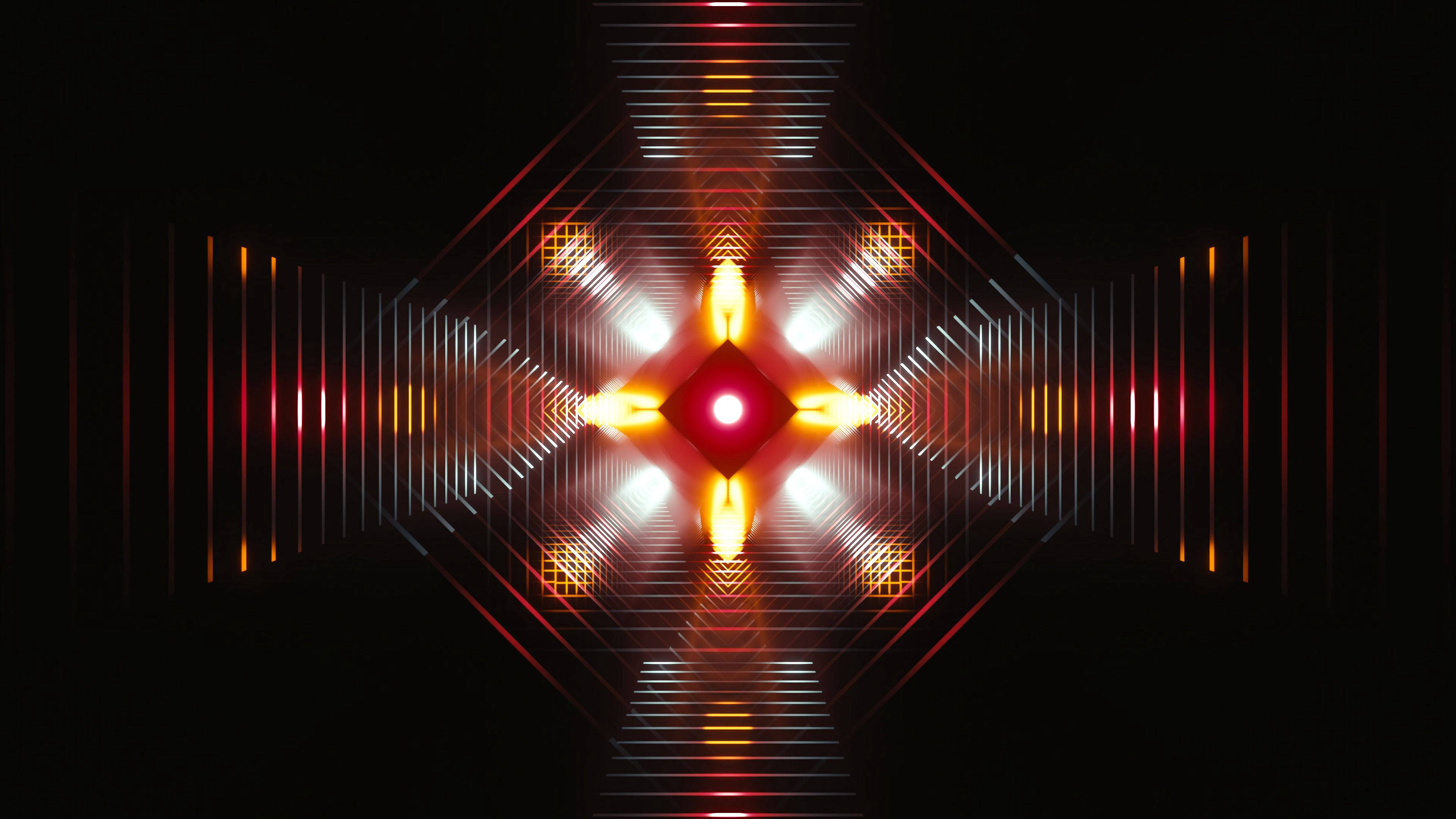 abstract stripes, geometric light formation, fiery orange, 4K Desktop Wallpaper