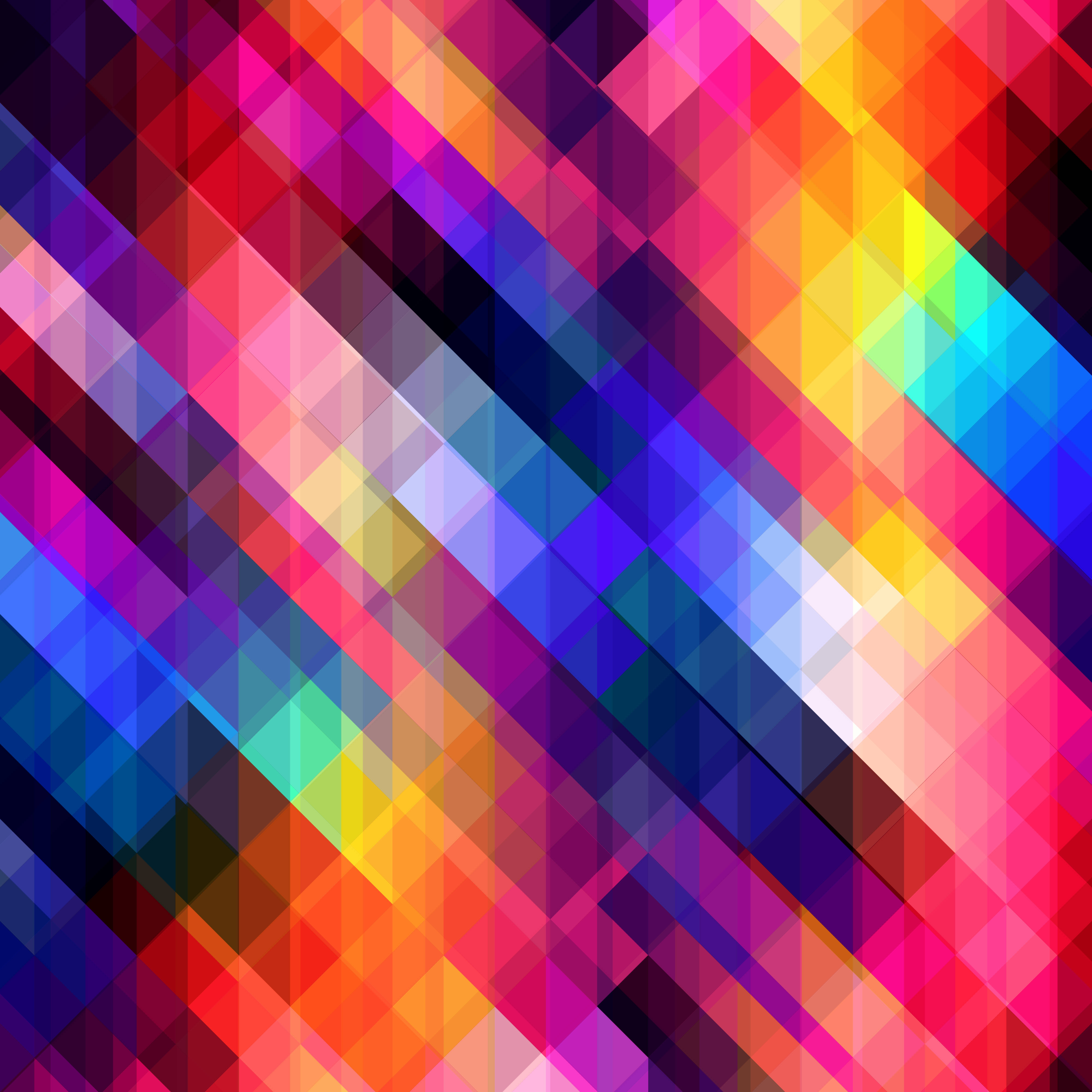 rainbow mosaic striped cube art, diagonal stripes, colorful triangles, 4K Desktop Wallpaper