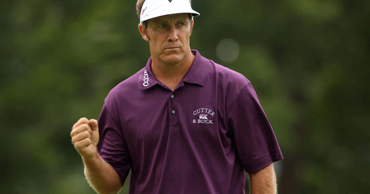 Stuart Appleby, fist pump gesture, purple Cutter & Buck polo, SD Desktop Wallpaper