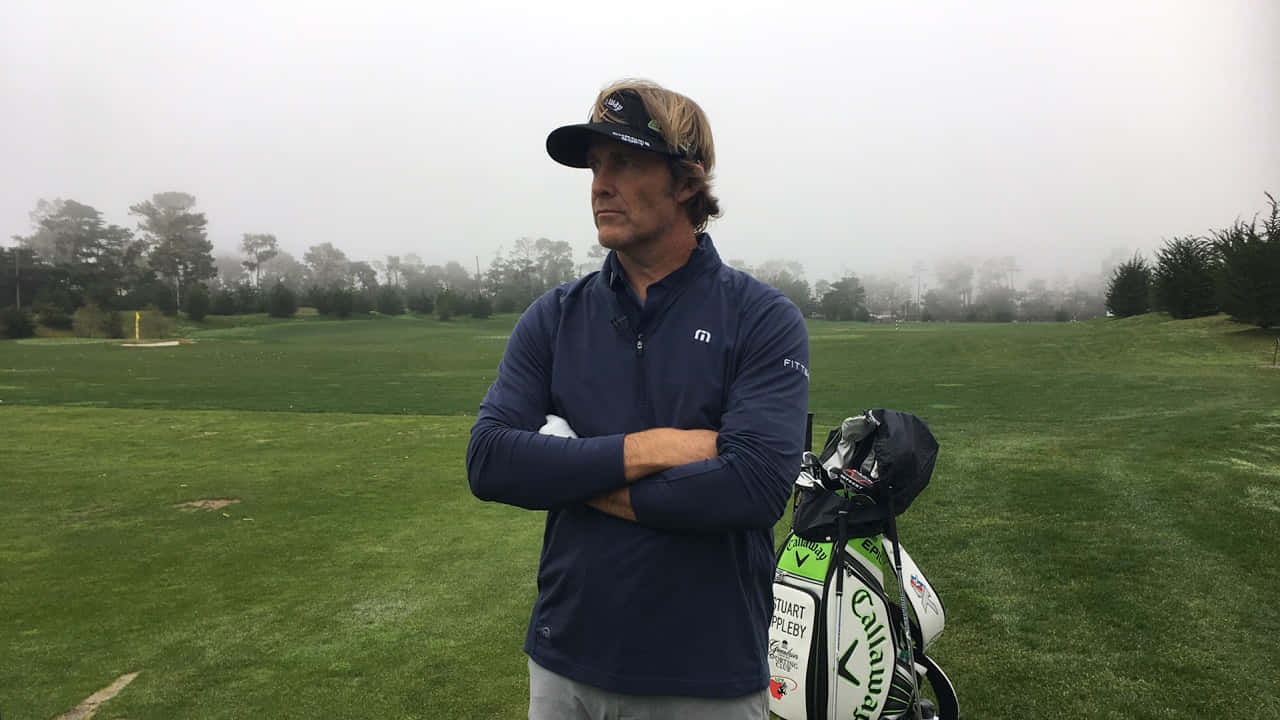 Stuart Appleby, caddy bag, misty golf course, HD Desktop Wallpaper