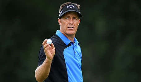 Stuart Appleby, golf ball, blue and black polo, SD Desktop Wallpaper