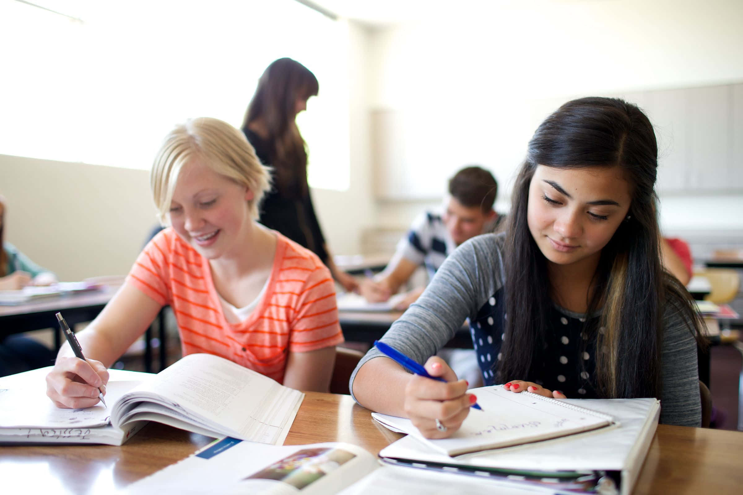classroom, natural light, students, Full HD Desktop Wallpaper