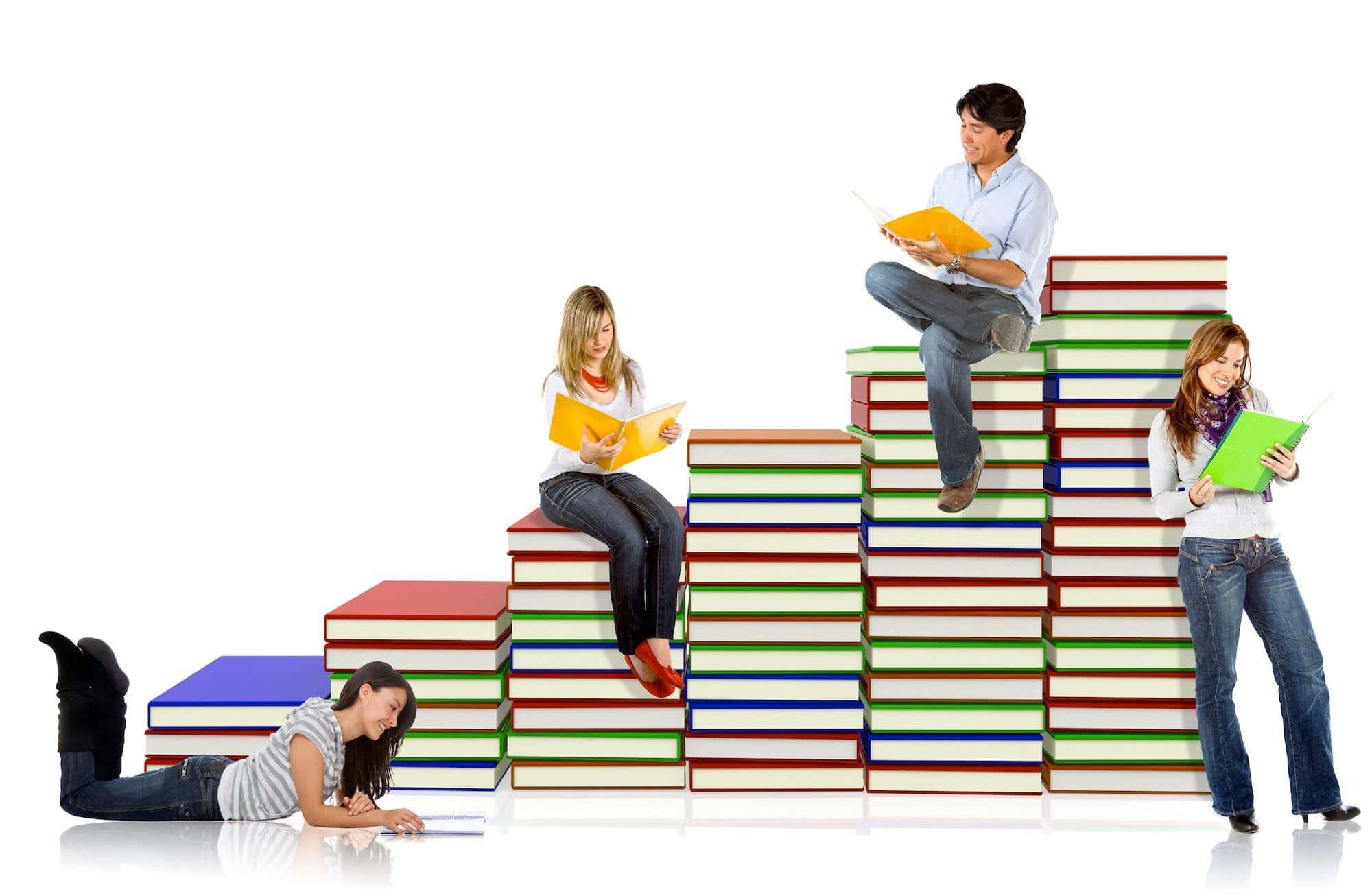 students, stack of books, colorful books, Full HD Desktop Wallpaper