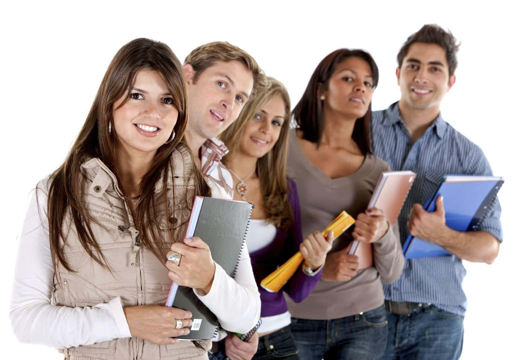 students, notebooks, plain white background, HD Desktop Wallpaper