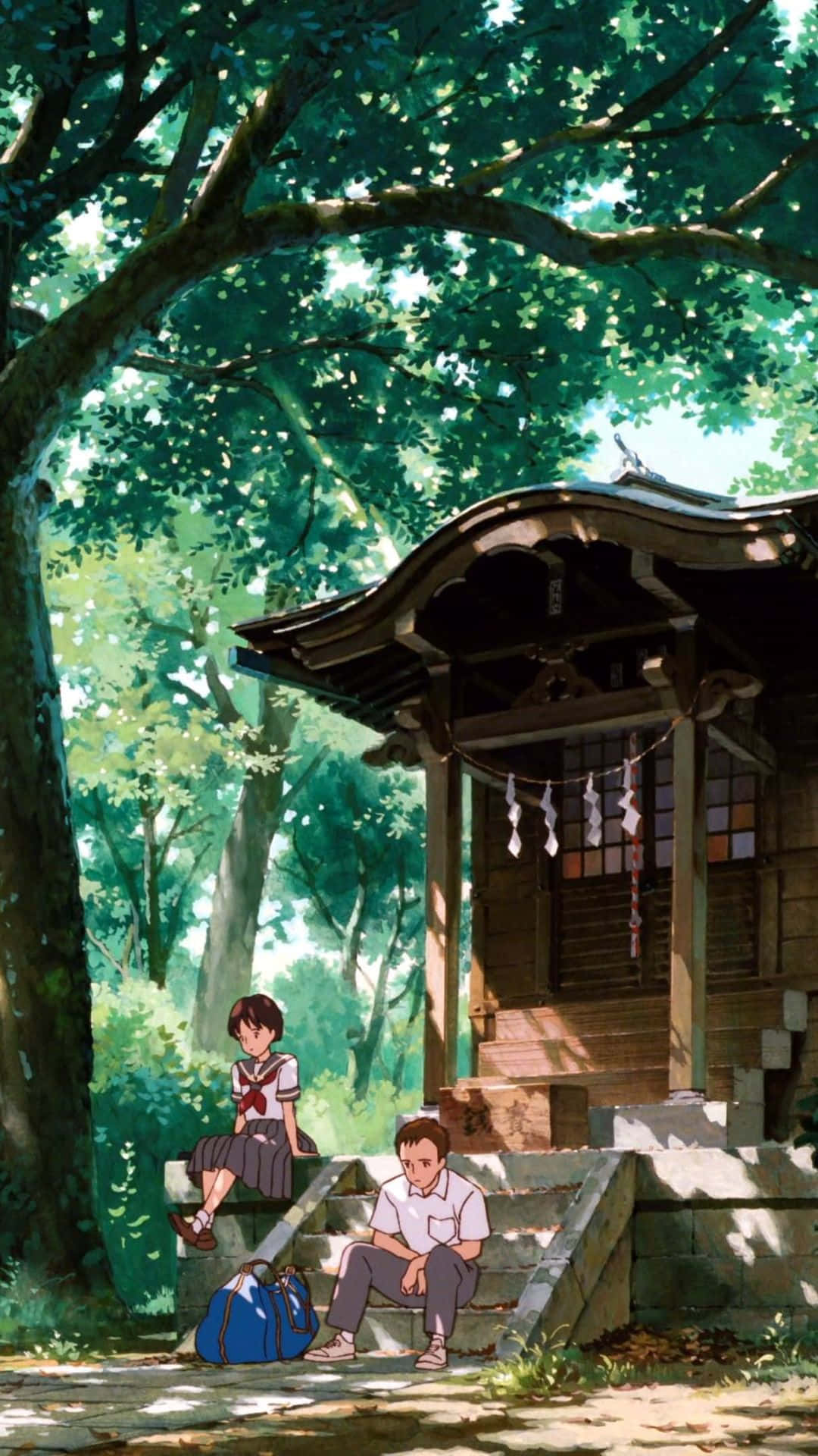 Studio Ghibli, anime children, stone steps, Full HD Phone Wallpaper