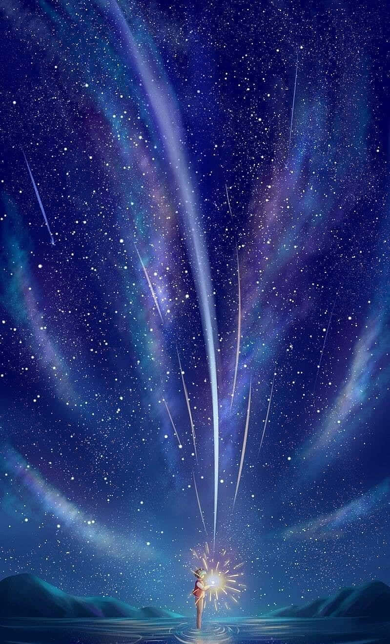 Studio Ghibli, shooting stars, cosmic night sky, HD Phone Wallpaper
